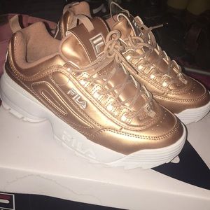Rose gold WOMENS filas (comes in box)